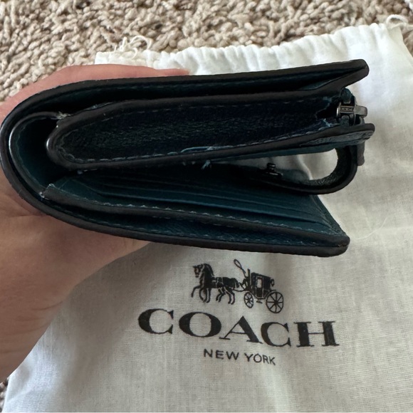 Coach Metallic Teal Pebble Leather 2 way Crossbody with Matching Wallet - Picture 11 of 14